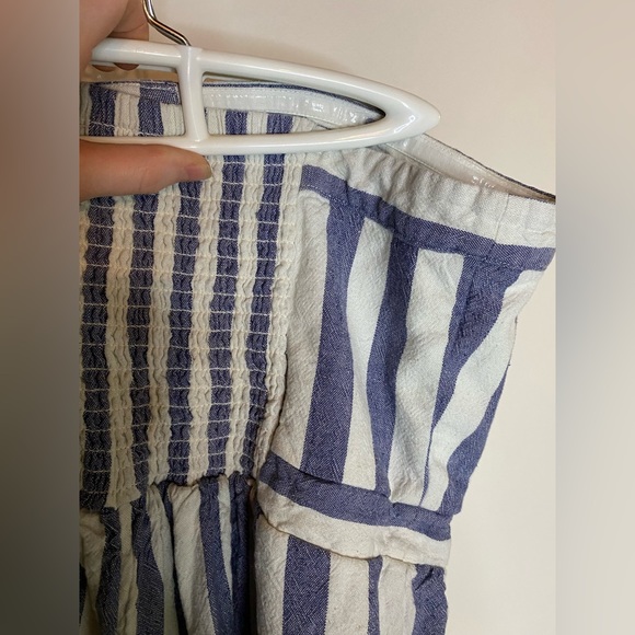 American Eagle Strapless Jumpsuit Blue White Striped Seersucker Tube Top Romper - Picture 4 of 14